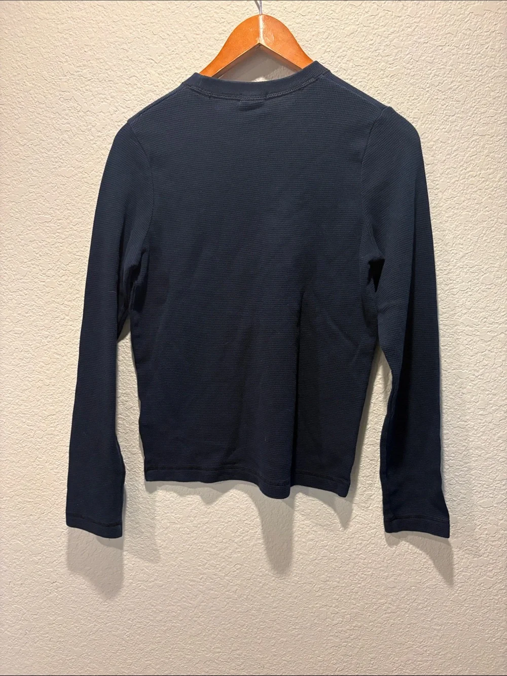 Boys' Abercrombie & Fitch Navy Long-Sleeve Thermal Top with Lime Logo